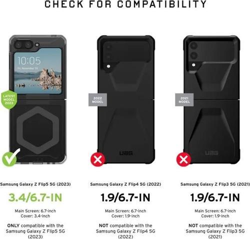 UAG Samsung Galaxy Z Flip 5 Plyo Pro Manyetik Kılıf Gümüş