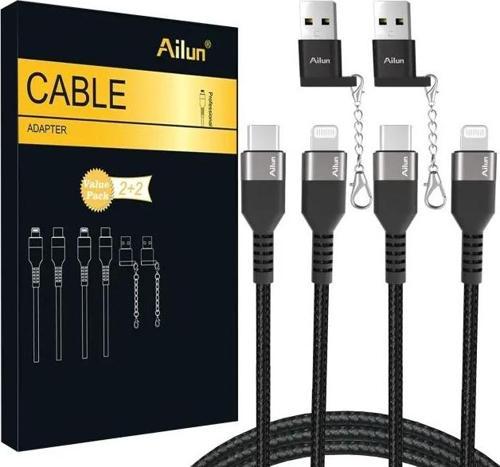 USB C - Yıldırım Kablosu 2'li Paket