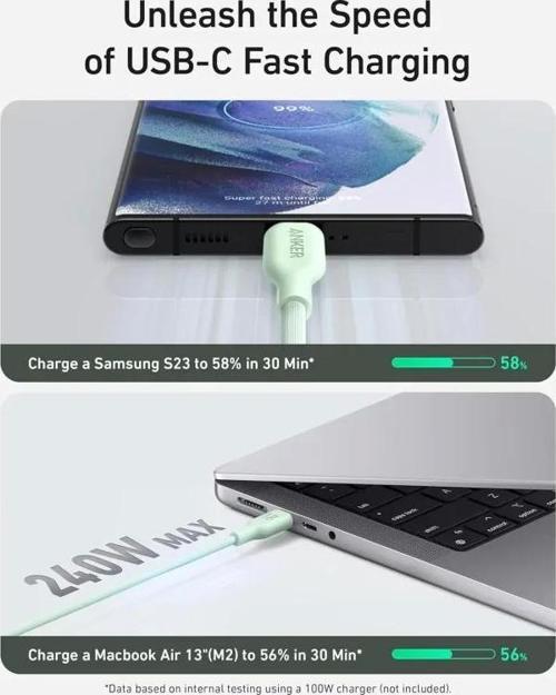 543 USB C - USB C Telefon Şarj Kablosu 182 CM Yeşil