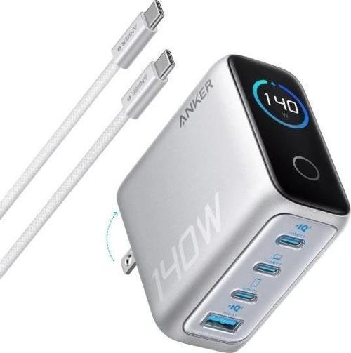 Dizüstü Bilgisayar Şarj Cihazı (140W, 4 Bağlantı Noktalı, PD 3.1) USB-C Kablolu - Silver