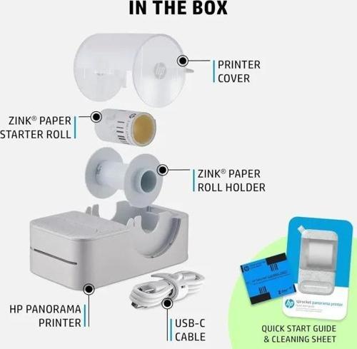 Sprocket Panorama Instant Taşınabilir Renkli Etiket ve Fotoğraf Yazıcısı Gri Printer