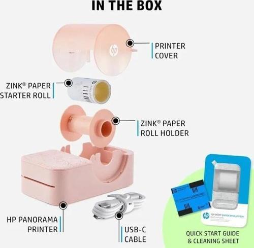 Sprocket Panorama Instant Taşınabilir Renkli Etiket ve Fotoğraf Yazıcısı Pembe Printer