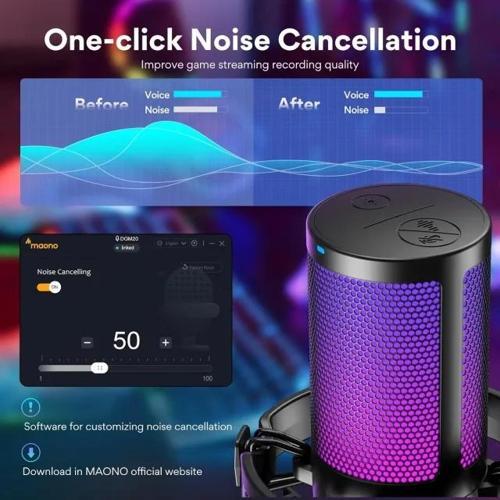 USB RGB Işıklı Kondenser Oyun Mikrofonu Black