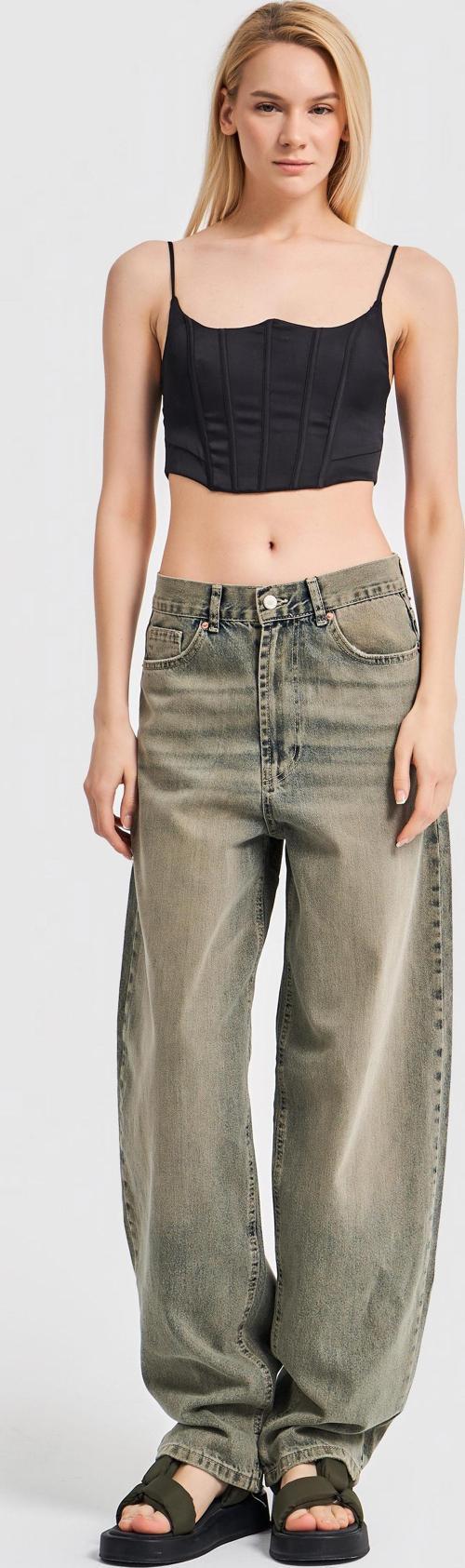 Kadın S Tint Kot Rengi Skater Fit Özel Yıkama Denim
