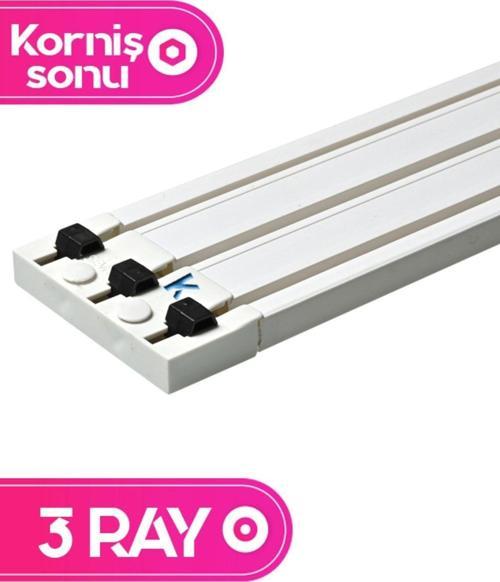 1. Sınıf Polyester Korniş Perde Rayı Sonu - 3 Raylı Beyaz 250 cm