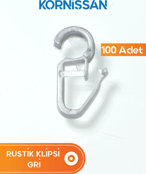 100 Adet Gri Renk Rustik Perde Klipsi Gri 175 cm