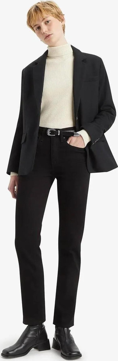 Kadın 724 Jeans Yüksek Bel Düz Siyah Kot Pantolon - A7744-0010