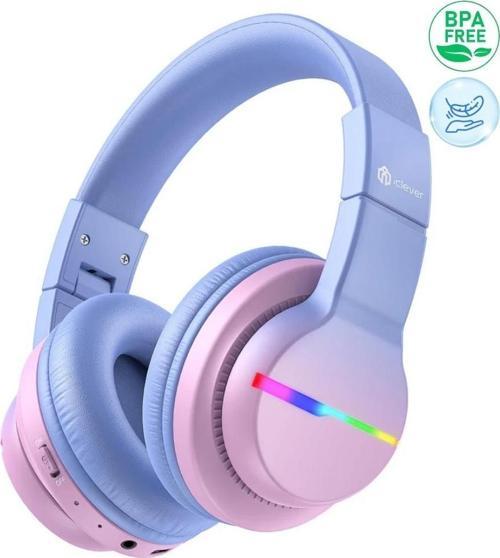 Led Işıklı Güvenli Ses Sınırlı 85 Saat Oynatma Süreli Bluetooth Çocuk Kulaklığı Granit Pembe