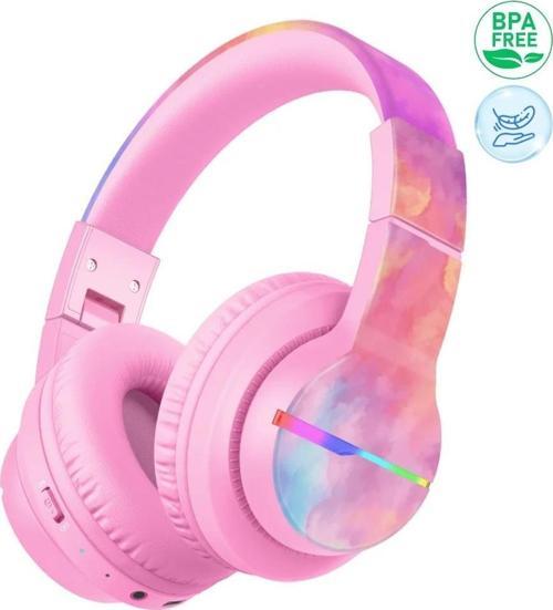 Led Işıklı Güvenli Ses Sınırlı 85 Saat Oynatma Süreli Bluetooth Çocuk Kulaklığı Renkli