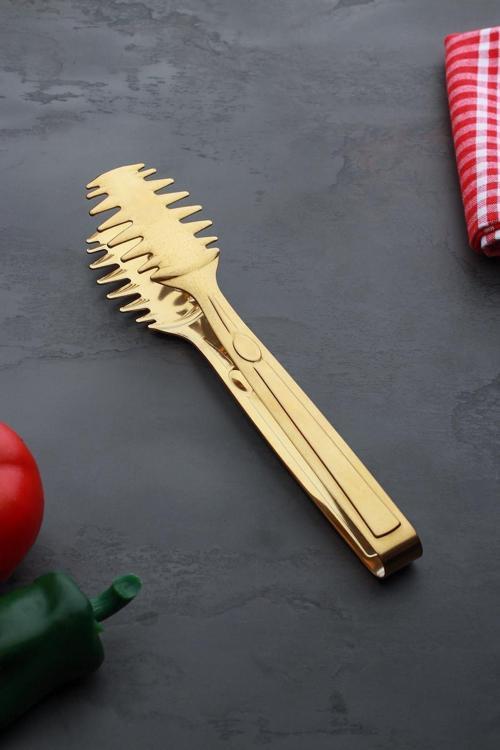 -12185 Çelik 24 Cm Gold Makarna Maşası