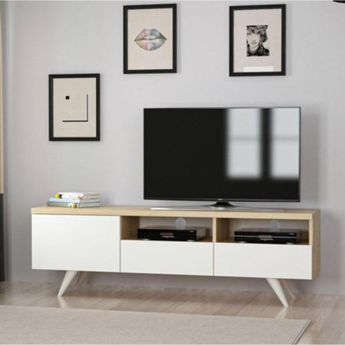 Tv Sehpası Berrak Beyaz Safir Meşe 150 Cm
