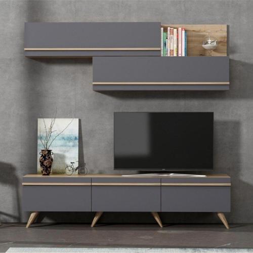 Tv Ünitesi Asil Antrasit Meşe 180 Cm
