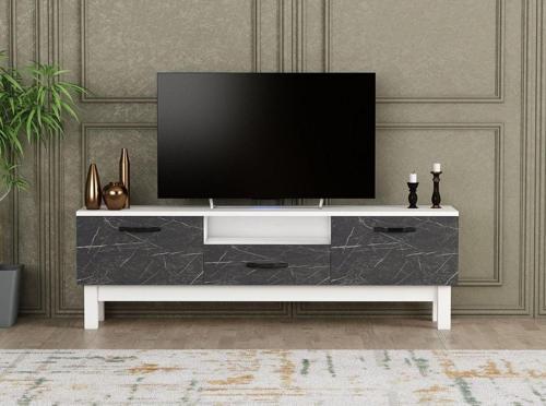 Tv Sehpası Beyaz Mermer Desen 150 Cm