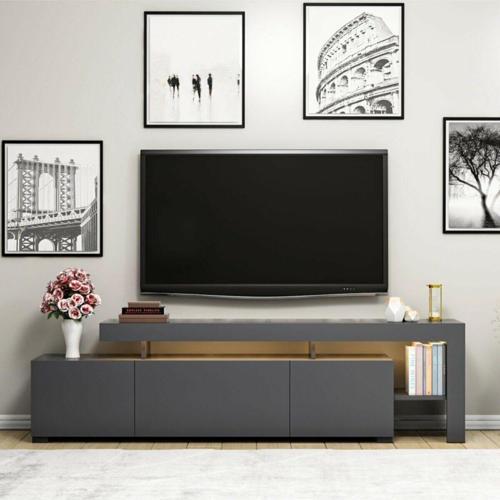 Tv Sehpası Buğra Antrasit Led Işıklı