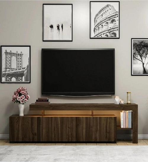 Tv Sehpası Buğra Ceviz Led Işıklı 192 Cm