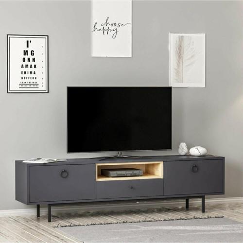 Tv Sehpası Doğal Antrasit