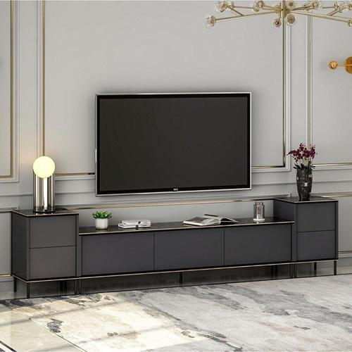 Tv Sehpası Kozan Set Antrasit Mermer Desen 260 Cm