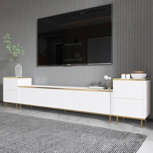 Tv Sehpası Kozan Set Beyaz Gold 260 Cm