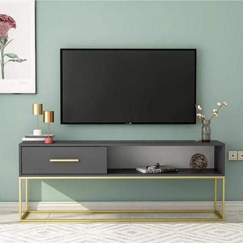 Tv Sehpası Nergis Antrasit Gold 160 Cm