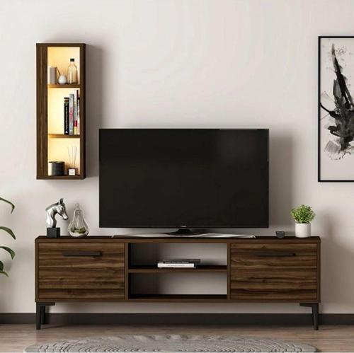 Tv Ünitesi Cunda Ceviz Led Işıklı 150 Cm