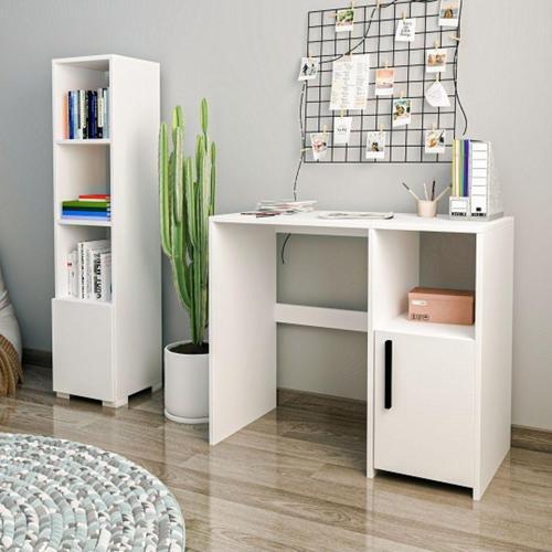 Çalışma Masası Ve Kitaplık Set Kutay Beyaz