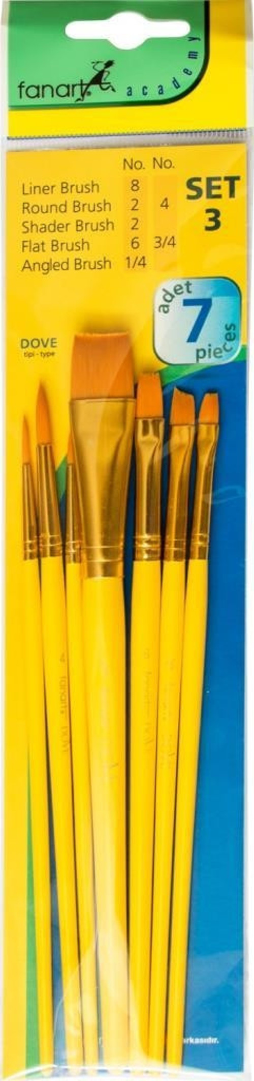 Fırça Seti Academy Seri Sentetik No:3 (7 Li) F-7500.S3