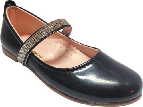 Rugan Deri Taşlı Lastik Bantlı Kız Çocuk Babet 26-30