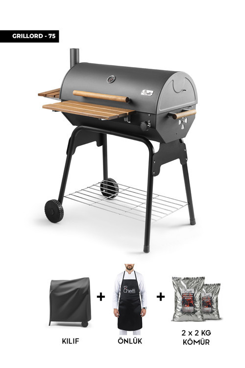 Grillord-75 Kömürlü Barbekü Mangal (Önlük Ve Kılıf Hediyeli)