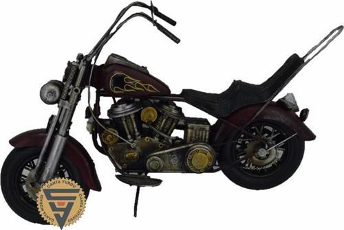 Dekoratif Nostaljik Metal Vintage Chopper  Rustik Mootosiklet Kahve