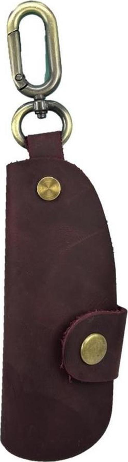 Hakiki Deri Slim Anahtarlık Crazy Bordo