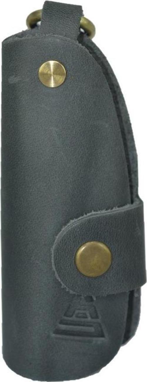 Hakiki Deri Slim Anahtarlık Gri