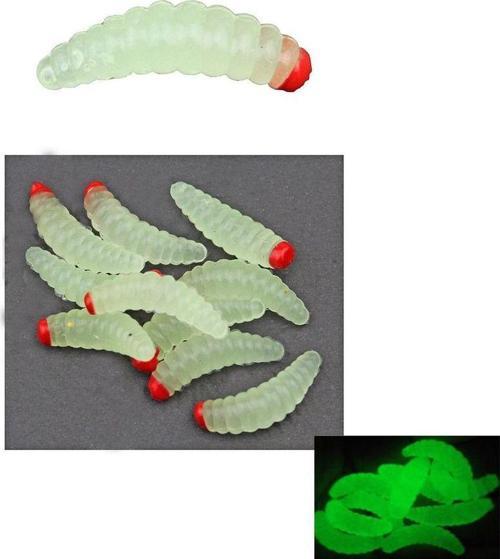 Worm  2 Cm Glow-Red Head 10 Pcs