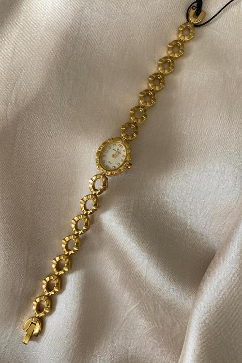 Altın Sarı Kaplama Halkalı Paslanmaz Çelik Özel Tasarım Kordon Küçük Vintage Kadın Kol Saati