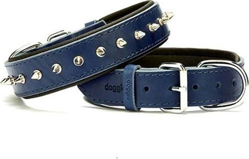 Comfort Deri Çivili Köpek Boyun Tasması Medium Mavi 3.5x47-55 Cm - Petshopundan