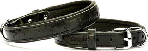 Comfort Deri Kemik Desenli Köpek Boyun Tasması Small Siyah 2x30-35 Cm - Petshopundan