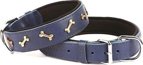 Comfort Deri Kemik Süslü Köpek Boyun Tasması Large Mavi 3.5x52-60 Cm - Petshopundan