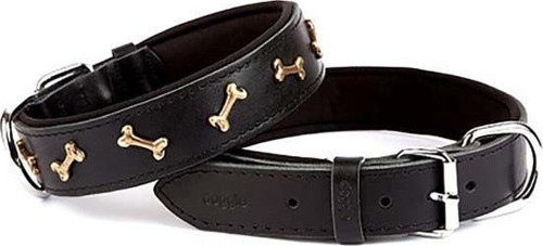 Comfort Deri Kemik Süslü Köpek Boyun Tasması Medium Siyah 3x42-50 Cm - Petshopundan