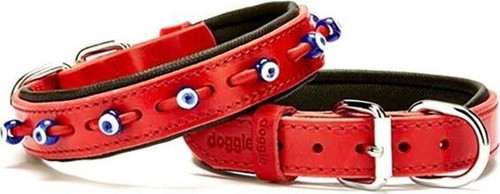 Comfort Deri Nazar Boncuklu Köpek Boyun Tasması Medium Kırmızı 2.5x37-45 Cm - Petshopundan