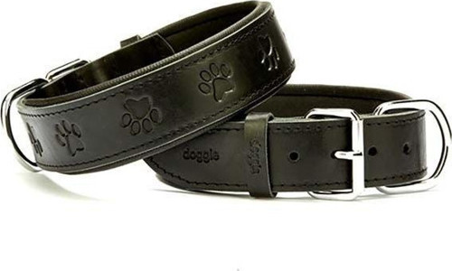 Comfort Deri Pati Desenli Köpek Boyun Tasması Medium Siyah 4x52-60 Cm - Petshopundan
