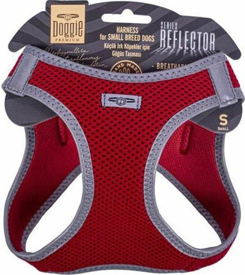 Havalı Dokuma Reflektör Küçük Irk Köpek Göğüs Tasması Small Kırmızı 32-38 Cm - Petshopundan