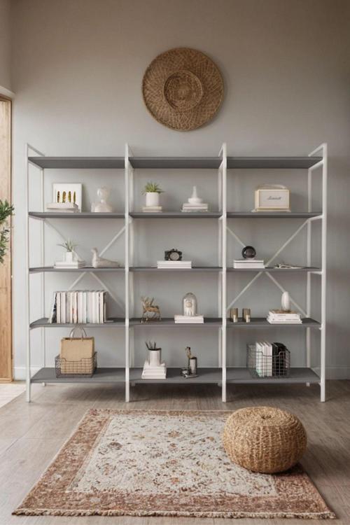 B.d Nilamu Antrasit 200 Cm Kitaplık, Metal Aksamlı, Açık Raf, Organizer, Ofis,