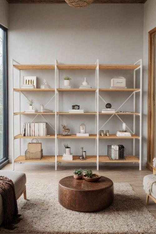 B.d Nilamu Atlantik Çam 200 Cm Kitaplık, Metal Aksamlı, Açık Raf, Organizer, Ofis,