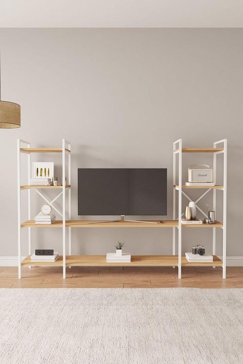 B.d Nilamu Atlantik Çam Tv Ünitesi, Açık Raf, Kitaplık, Ofis, Ev, Salon, Tv Sehpası,