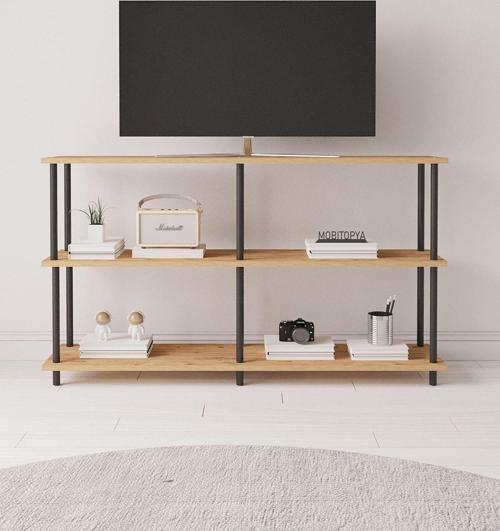 Çevir Kur 150 Cm Atlantik Çam Raflı Tv Sehpası, Tv Ünitesi 150*75*29 Cm