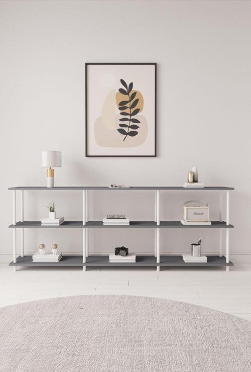 Çevir Kur 200 Cm Antrasit Bd Raflı Konsol 200*75*29 Cm
