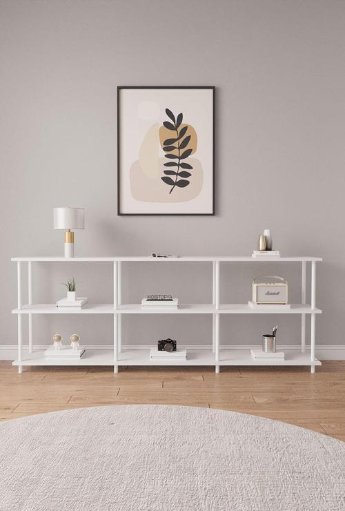 Çevir Kur 200 Cm Beyaz Bd Raflı Konsol 200*75*29 Cm