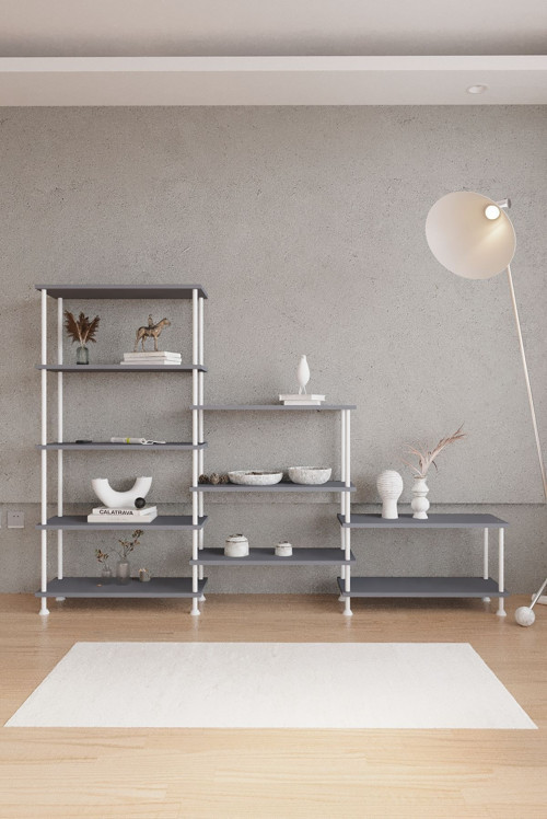 Çevir Kur Antrasit B.D Fonksiyonel Üçlü Kitaplık 138*203*29 cm