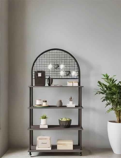 Çevir Kur Antrasit, 4 Raflı Kahve Köşesi Dolabı, Mutfak Standı, Mutfak Düzenleyici 71*167*35
