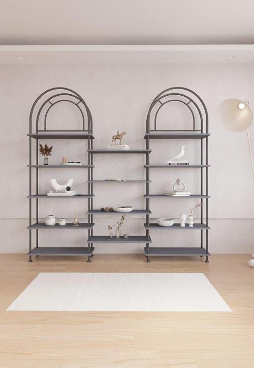 Çevir Kur Bohem Antrasit Modern Dekoratif Kitaplık & Aksesuar Rafı 197*203*29 Cm