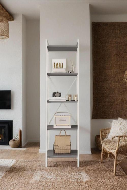 Nilamu Antrasit 45 Cm Kitaplık, Metal Aksamlı, Organizer, Ofis, 45*170*34 Cm